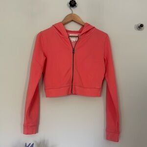 NWOT American Eagle Cropped Zip-Up Hoodie Coral Size Medium